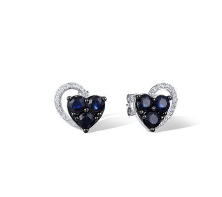 14KWB Earrings Blue Sapphire,Diamond (E322138SAP14KWB)