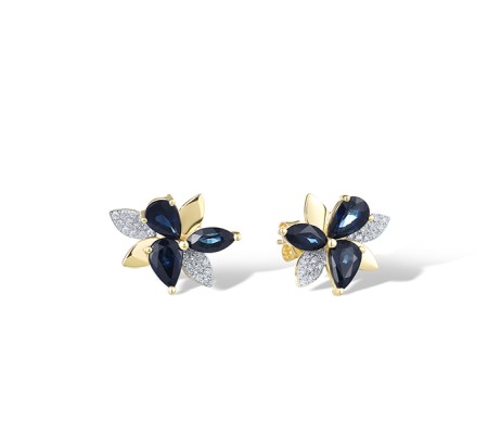 14KYW Earrings Blue Sapphire,Diamond (E322141SAP14KYW)