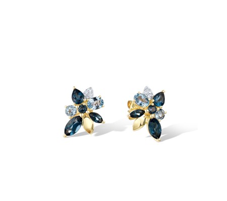 14KYW Earrings Blue Topaz (Swiss Blue),Diamond,London Blue Topaz (E322142BLL14KYW)