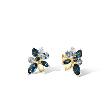 14KYW Earrings Blue Topaz (Swiss Blue),Diamond,London Blue Topaz (E322142BLL14KYW)