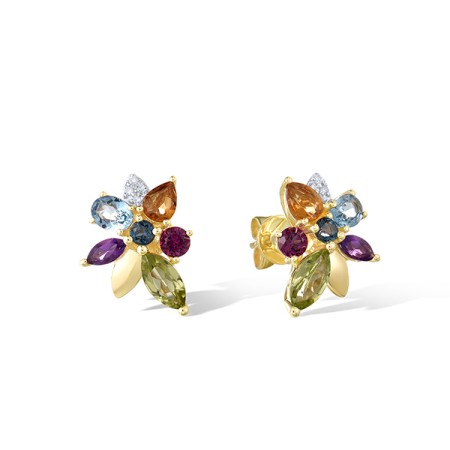 14KYW Earrings Rhodolite Garnet,Amethyst,Blue Topaz (Swiss Blue),Citrine,Diamond,London Blue Topaz,Peridot (E322142MUL14KYW)