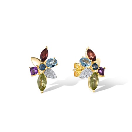 14KYW Earrings Blue Topaz (Swiss Blue),Diamond,Garnet,London Blue Topaz,Peridot,Amethyst (E322143MUL14KYW)