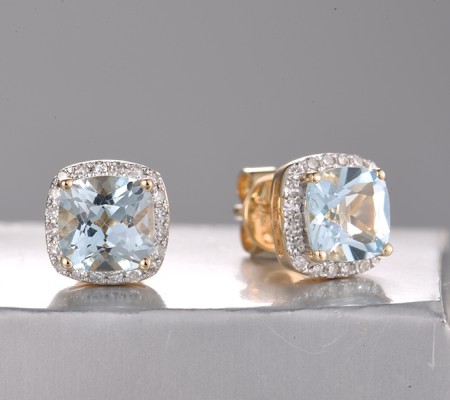 14KYW Earrings Blue Topaz (Sky Blue),Diamond (E322150BKT14KYW)