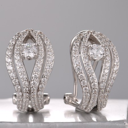 Sterling Silver Earrings White Cubic Zirconia (E322178WCZSL925)