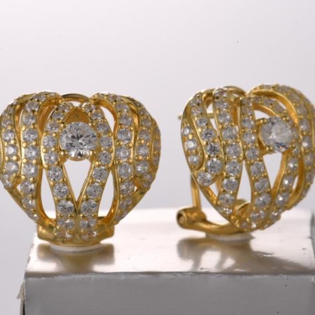 Sterling Silver w/ Yellow Plating Earrings White Cubic Zirconia (E322179WCZSY925)