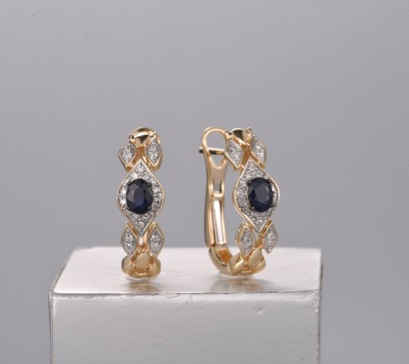 14KYWB Earrings Blue Sapphire,Diamond (E322225SAP14KYWB)