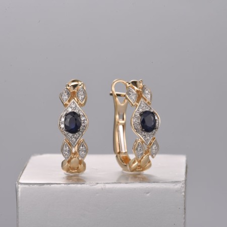 14KYWB Earrings Blue Sapphire,Diamond (E322225SAP14KYWB)