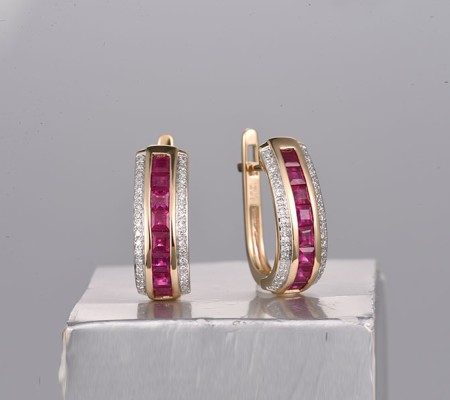 14KYW Earrings Diamond,Ruby (E322271RUY14KYW)