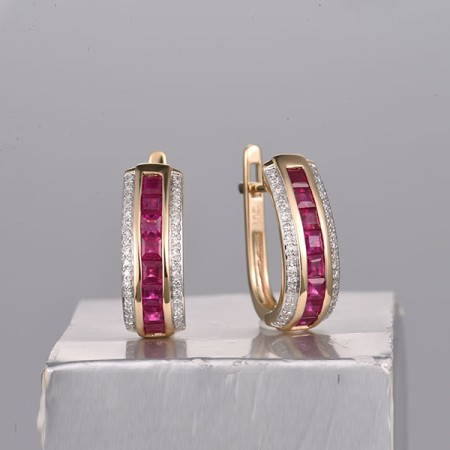 14KYW Earrings Diamond,Ruby (E322271RUY14KYW)