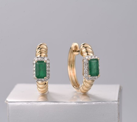14KYW Earrings Diamond,Emerald (E322272EMR14KYW)
