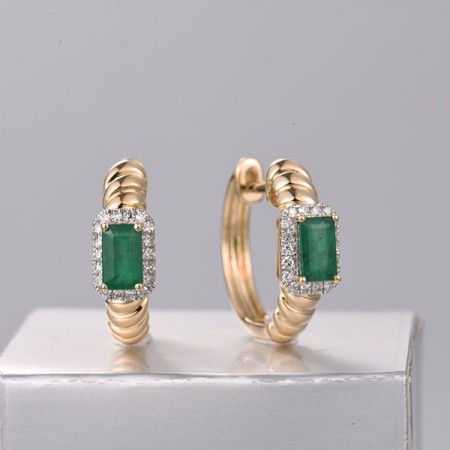 14KYW Earrings Diamond,Emerald (E322272EMR14KYW)