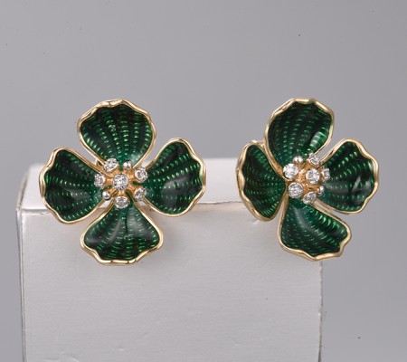 14KYW Earrings Diamond,Enamel (E322301ENA114KYW)