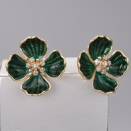 14KYW Earrings Diamond,Enamel (E322301ENA114KYW)