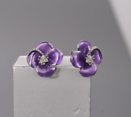 14KW Earrings Diamond,Enamel (E322306ENA14KW)