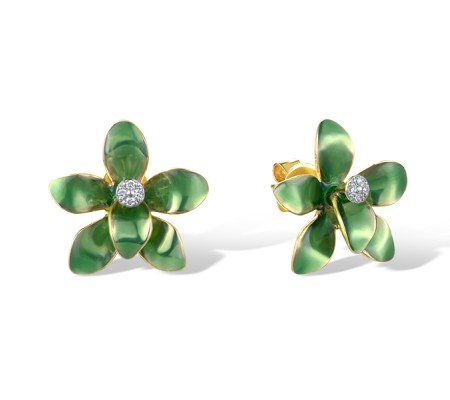 14KYW Earrings Diamond,Enamel (E322307ENA14KYW)