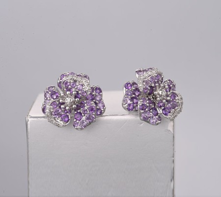 14KW Earrings Diamond,Amethyst (E322311AME14KW)