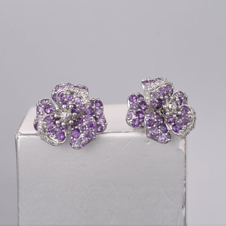 14KW Earrings Diamond,Amethyst (E322311AME14KW)