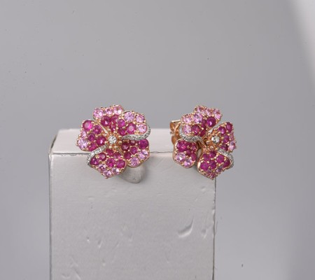 14KRW Earrings Diamond,Ruby,Pink Sapphire (E322312PRU14KRW)