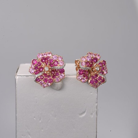 14KRW Earrings Diamond,Ruby,Pink Sapphire (E322312PRU14KRW)