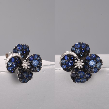 14KWB Earrings Blue Sapphire,Diamond (E322313SAP14KWB)