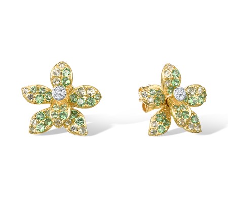 14KYW Earrings Green Garnet,Peridot,Diamond (E322314GGP14KYW)