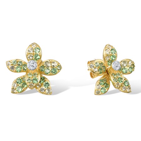 14KYW Earrings Green Garnet,Peridot,Diamond (E322314GGP14KYW)