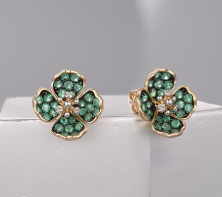 14KYWB Earrings Diamond,Emerald (E322362EMR14KYWB)