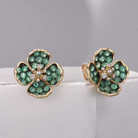 14KYWB Earrings Diamond,Emerald (E322362EMR14KYWB)