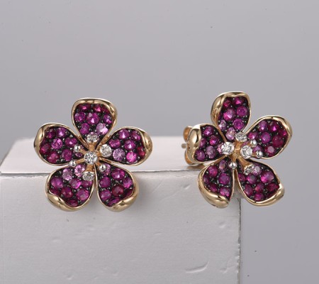 14KYWB Earrings Diamond,Pink Sapphire,Ruby (E322364PRU14KYWB)