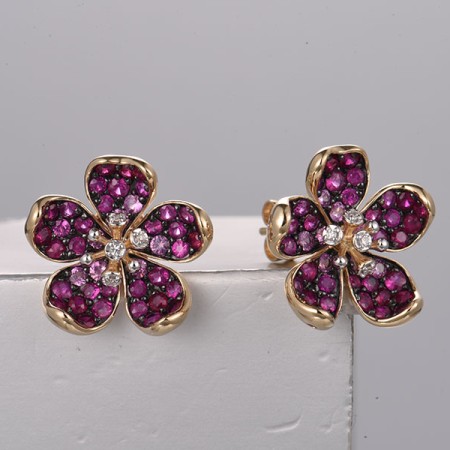 14KYWB Earrings Diamond,Pink Sapphire,Ruby (E322364PRU14KYWB)