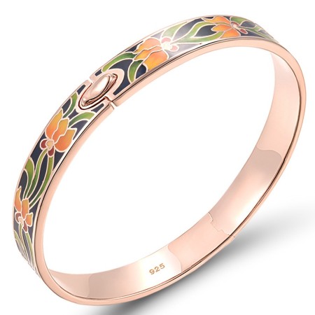 Sterling Silver w/ Rose Plating Bangle Enamel (G307641ENASR925)