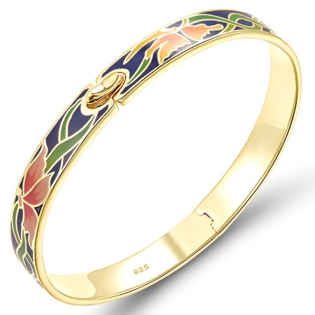 Sterling Silver w/ Yellow Plating Bangle Enamel (G307642ENASY925)