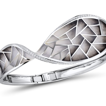 Sterling Silver Bangle Enamel,White Cubic Zirconia (G307957ENA2SL925)