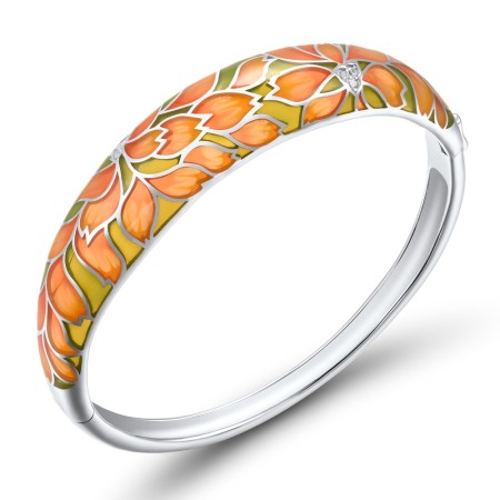 Sterling Silver Bangle Enamel,White Cubic Zirconia (G308557ENA1SL925)