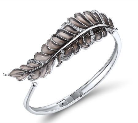 Sterling Silver Bangle Enamel,White Cubic Zirconia (G308610ENA3SL925)