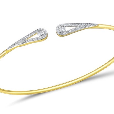 Sterling Silver w/ IONIC YELLOW PLATING Bangle White Cubic Zirconia (G309459WCZSP925)