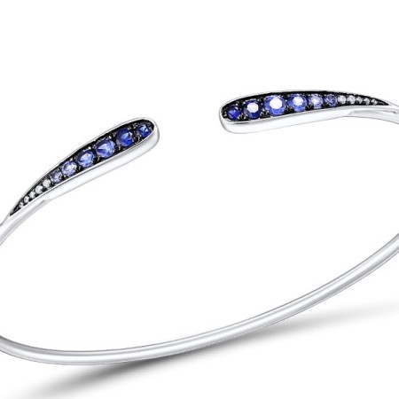 Sterling Silver Bangle Blue Nano Cubic Zirconia,White Cubic Zirconia (G309460CRSZSL925)