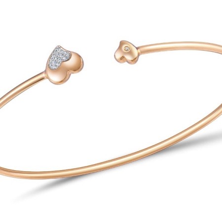 Sterling Silver w/ Rose Plating Bangle White Cubic Zirconia (G309467WCZSR925)