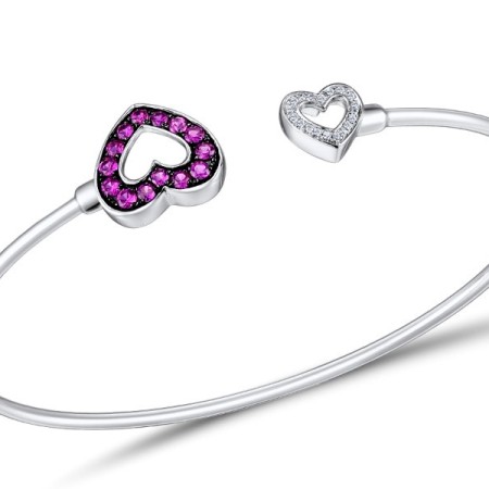 Sterling Silver Bangle Created Ruby,White Cubic Zirconia (G309474CRZSL925)