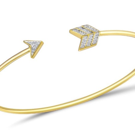 Sterling Silver w/ Yellow Plating Bangle White Cubic Zirconia (G309484WCZSY925)