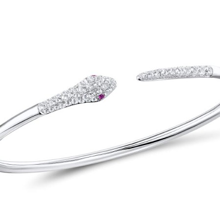 Sterling Silver Bangle Created Ruby,Created white sapphire (G309488CRWSL925)