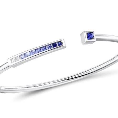 Sterling Silver Bangle Created Sapphire,Created white sapphire (G309500SCSWSL925)
