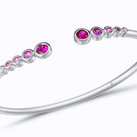 Sterling Silver Bangle Created white sapphire,Created Pink Sapphire,Created Ruby (G309501CPRWSL925)