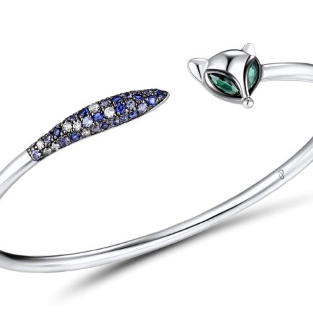 Sterling Silver w/ Black White Plating Bangle Created Sapphire,Created white sapphire,Created Emerald (G309504CCEWSK925)