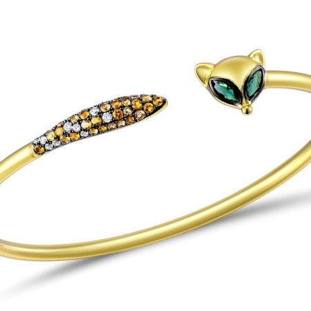 Sterling Silver w/ Yellow Plating Bangle Green Spinel,White Cubic Zirconia,Yellow Nano Cubic Zirconia (Ci (G309504GSYZSY925)