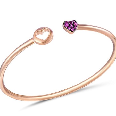 Sterling Silver w/ Rose Plating Bangle Created Ruby (G309506CRUSR925)