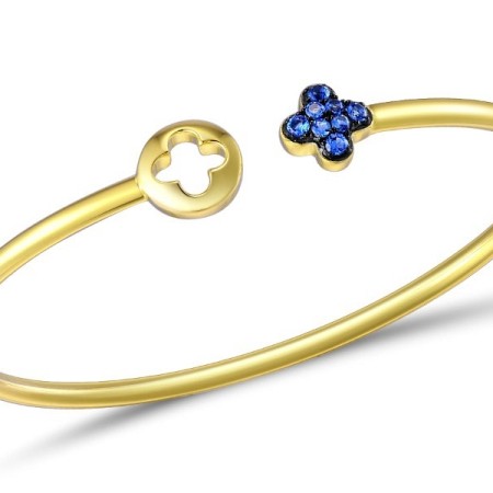 Sterling Silver w/ Yellow Plating Bangle Blue Spinel (G309507BLNSY925)