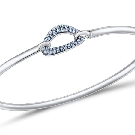 Sterling Silver w/ Black White Plating Bangle Blue Topaz - SIGNITY (G309509ABTSSK925)