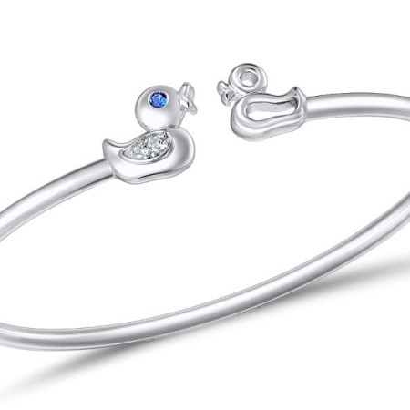 Sterling Silver Bangle Blue Spinel,White Cubic Zirconia (G309510BLZSL925)