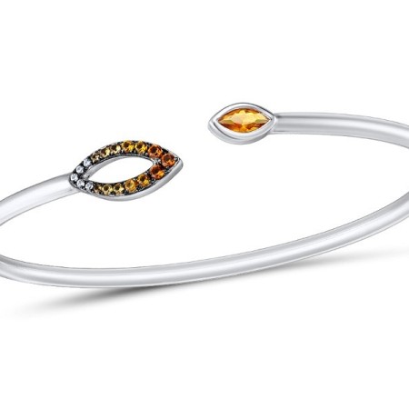 Sterling Silver Bangle White Cubic Zirconia,Yellow Nano Cubic Zirconia (Ci (G309513YWZSL925)